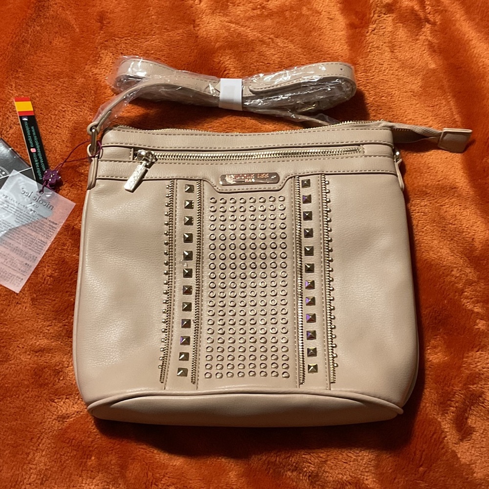 Nicole Lee Studded Tan Crossbody Bag
